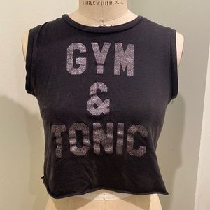 Gym & Tonic SizeXS Graphic Tee Tank Top T-Shirt ~Black & Sparkle Shirt Lettering